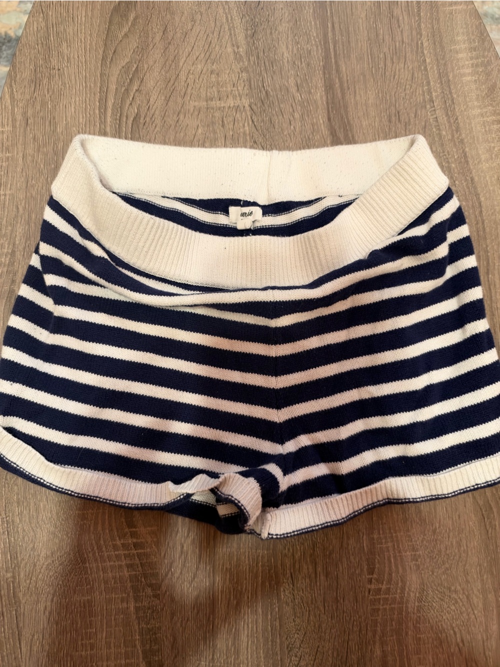 aerie Navy and White Striped Knit Cowl Sweater
